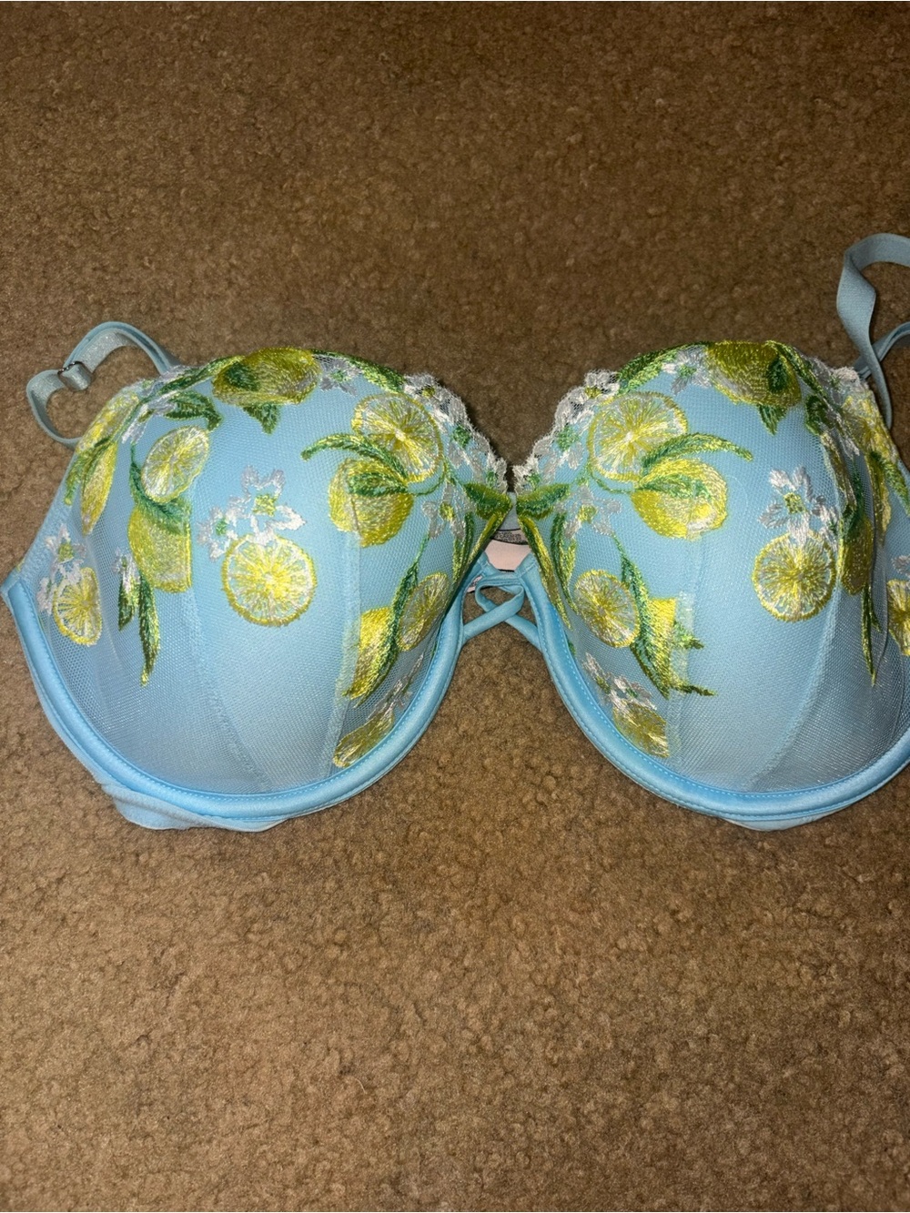 Victoria's Secret Dream Angels Push Up Without Padding Bra Blue LEMONS 34DD